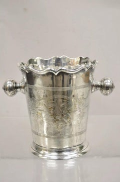 Antique Art Nouveau Twin Knob Handle Silver Plated Champagne Chiller Ice Bucket