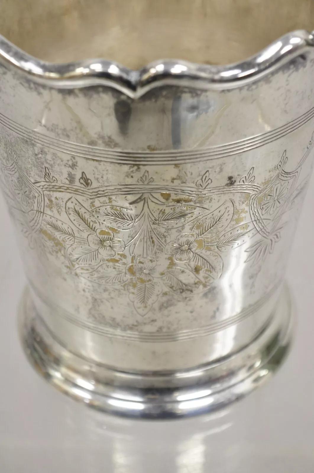 20th Century Antique Art Nouveau Twin Knob Handle Silver Plated Champagne Chiller Ice Bucket For Sale