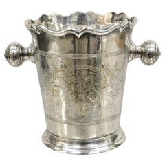 Antike Art Nouveau Doppelknauf Griff versilbert Champagner Kühler Eiskübel