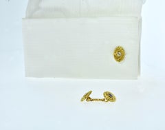 Antique Art Nouveau Unusual Cufflinks with Fine Sapphires & Diamonds, c. 1900