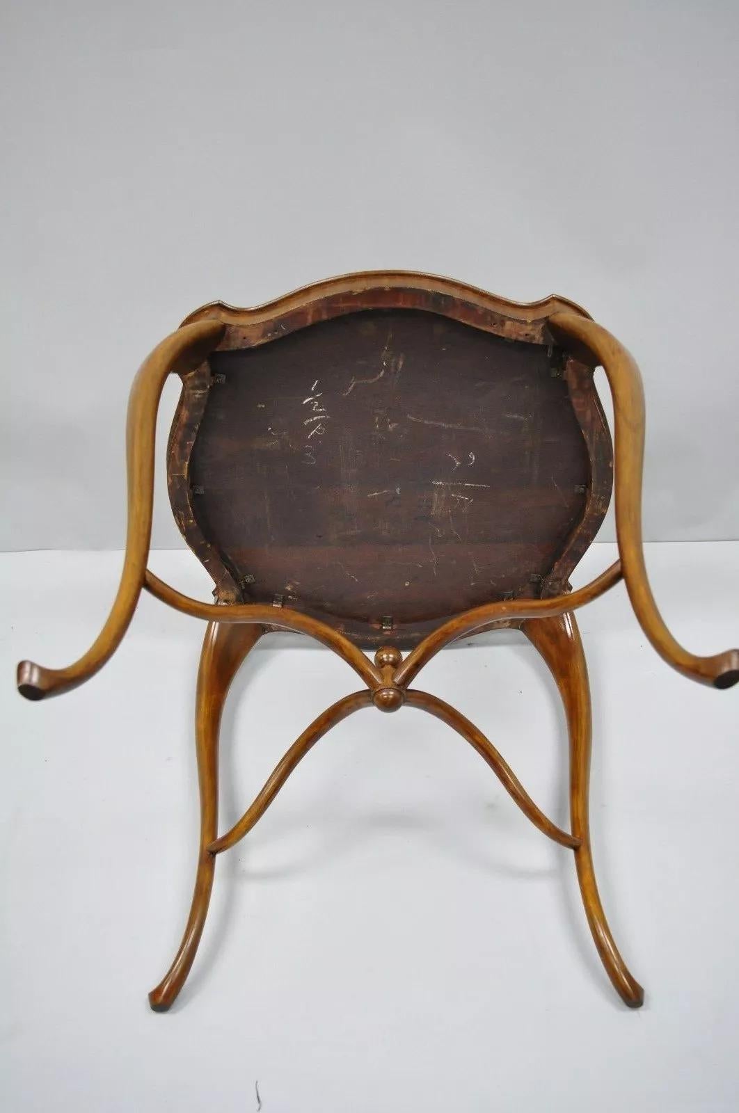 Antique Art Nouveau Victorian Mahogany Turtle Top Cabriole Leg Side Table 5