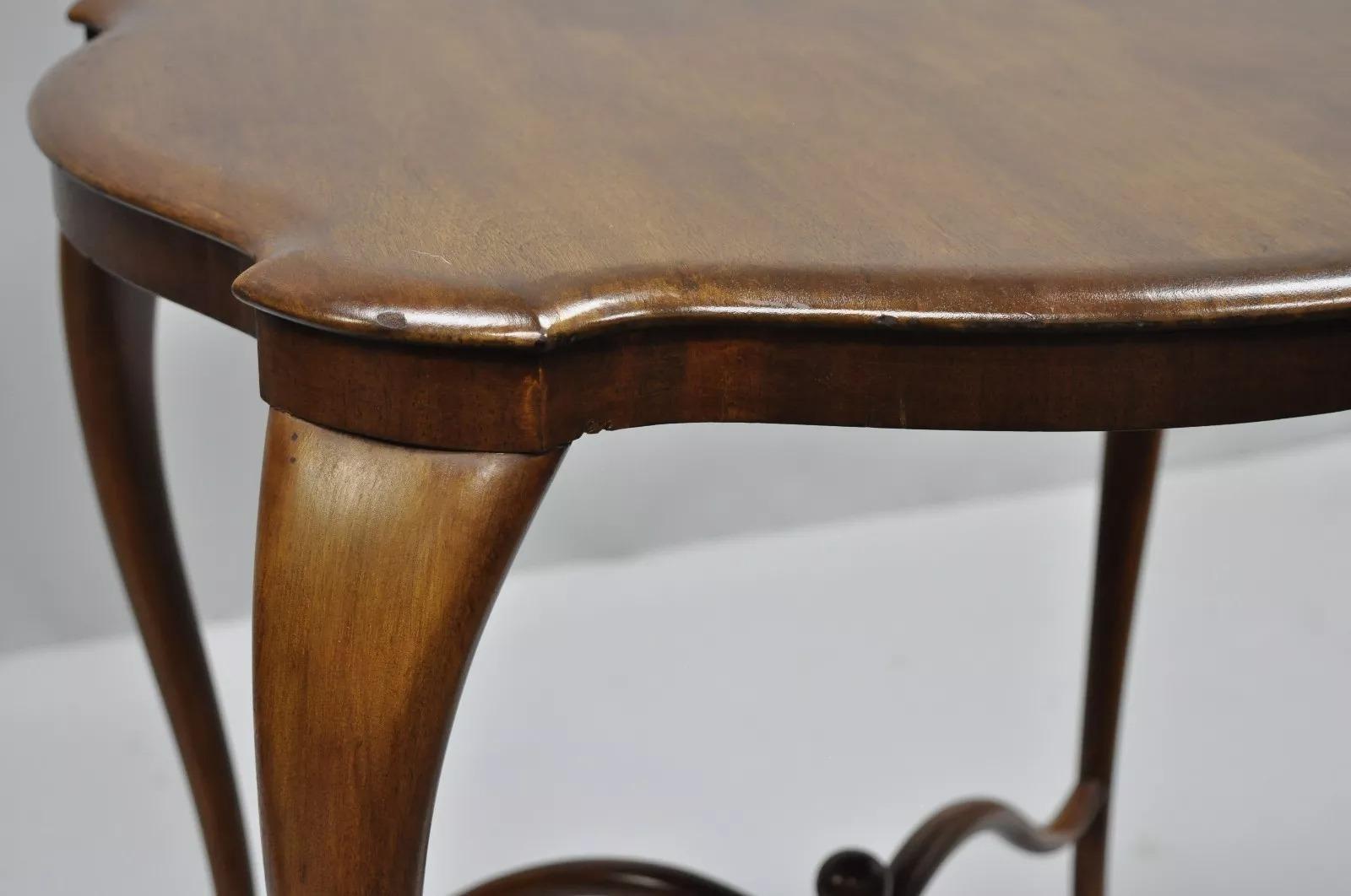 Antique Art Nouveau Victorian Mahogany Turtle Top Cabriole Leg Side Table 6