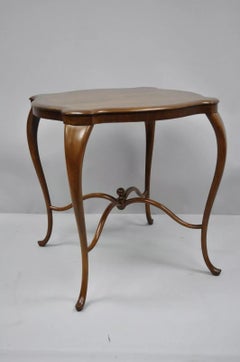 Antique Art Nouveau Victorian Mahogany Turtle Top Cabriole Leg Side Table