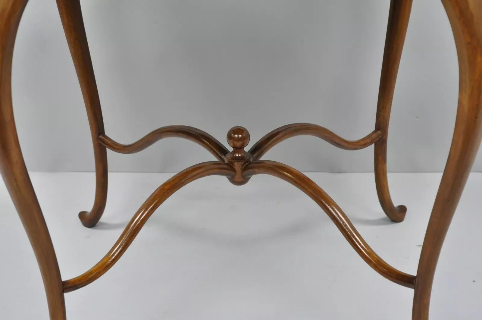 Antique Art Nouveau Victorian Mahogany Turtle Top Cabriole Leg Side Table In Good Condition In Philadelphia, PA