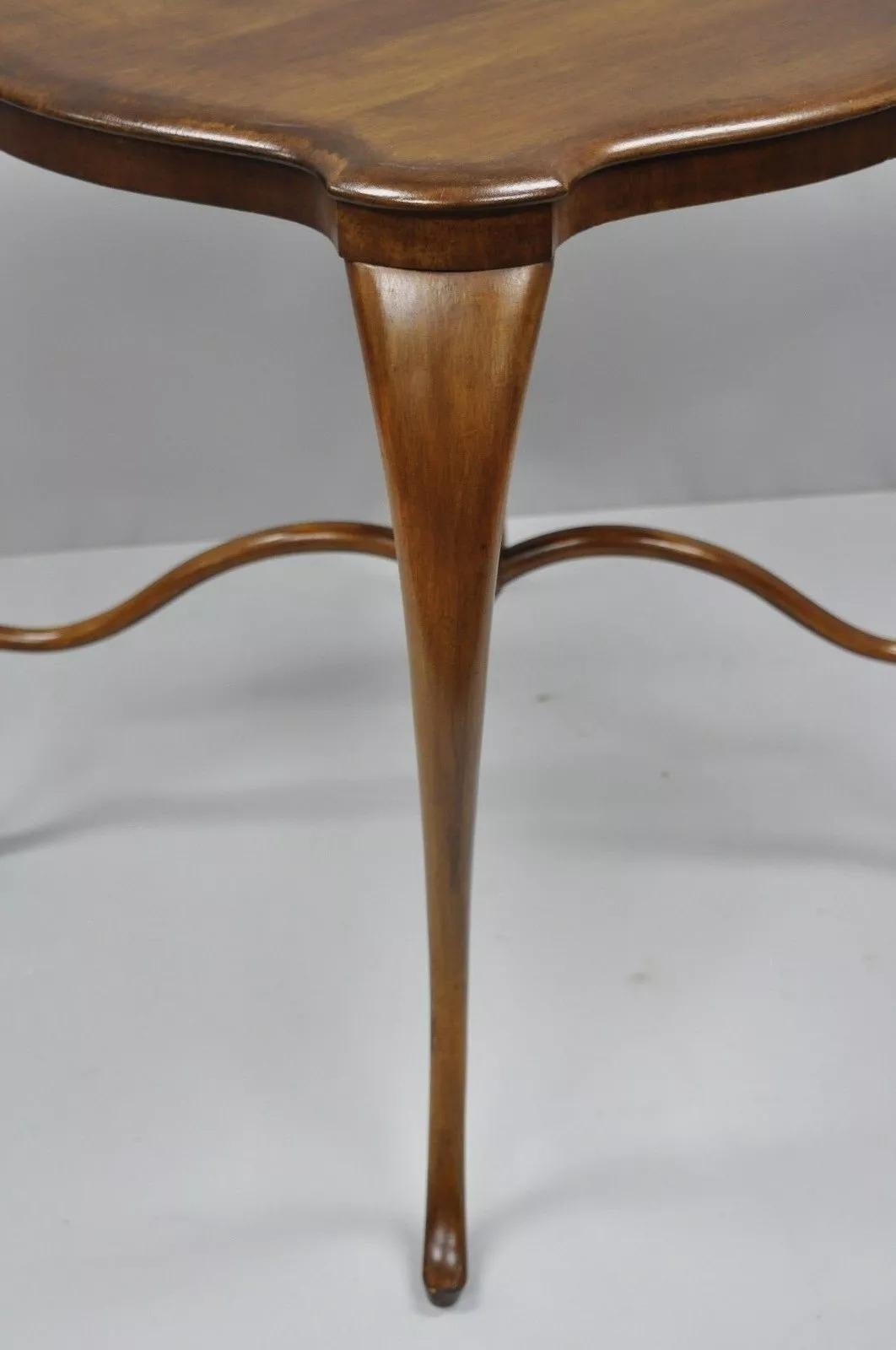 Antique Art Nouveau Victorian Mahogany Turtle Top Cabriole Leg Side Table 1