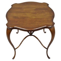 Antique Art Nouveau Victorian Mahogany Turtle Top Cabriole Leg Side Table