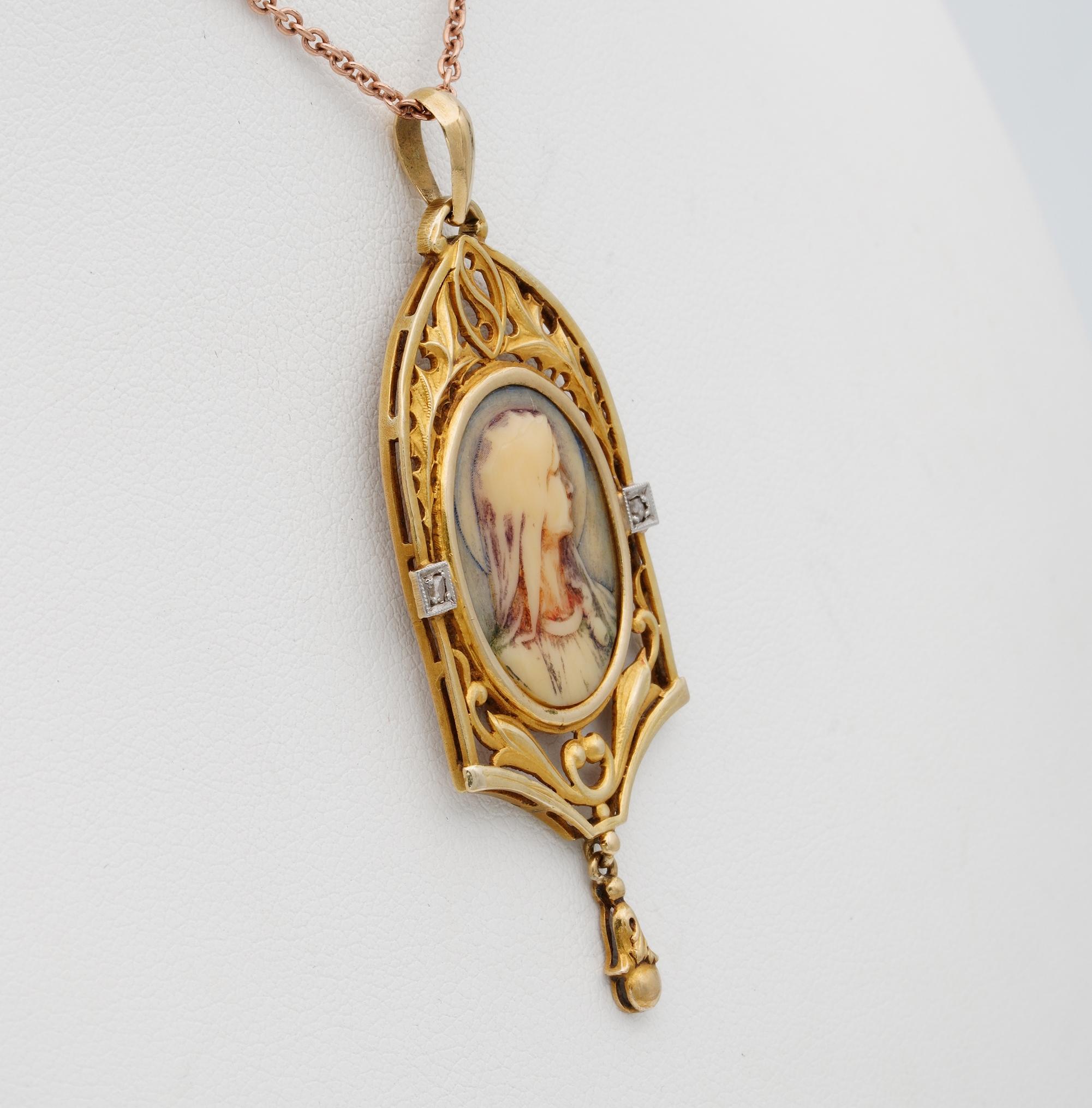 virgin mary cameo necklace