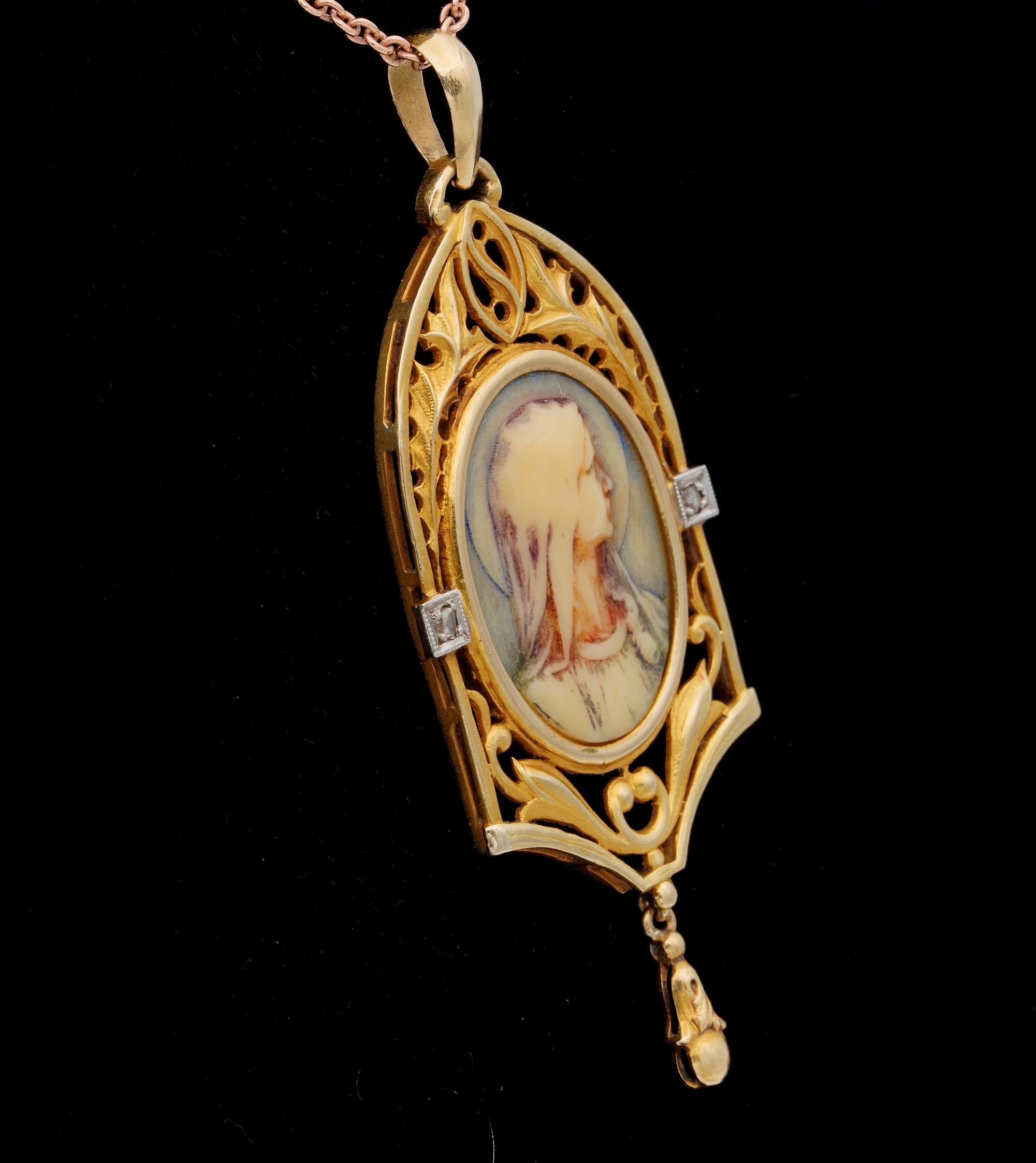 antique virgin mary pendant