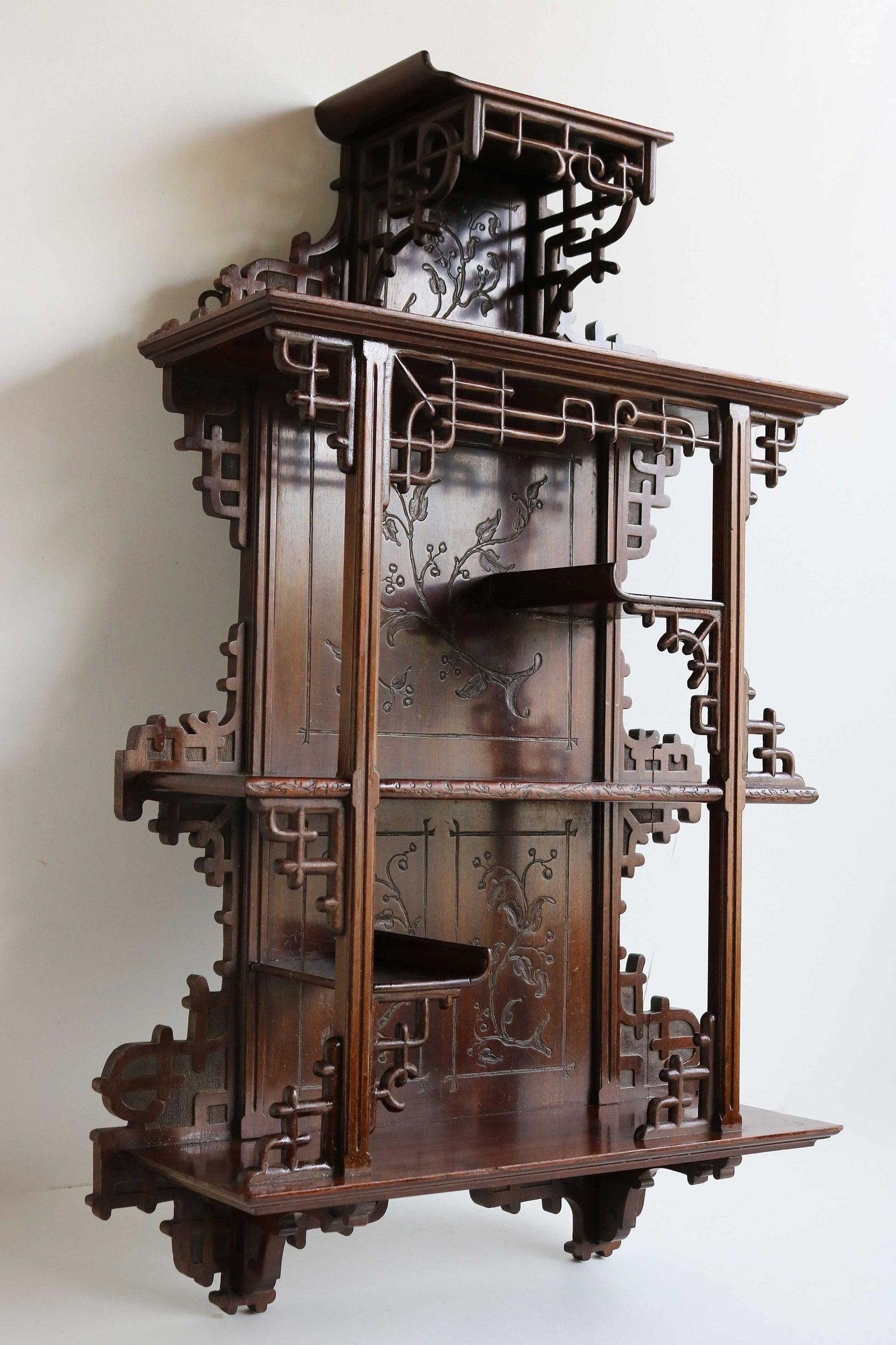 Antiguo Armario de Pared Art Nouveau de Caoba 1890 Estilo Japanse Gabriel Vierdot Francés en venta