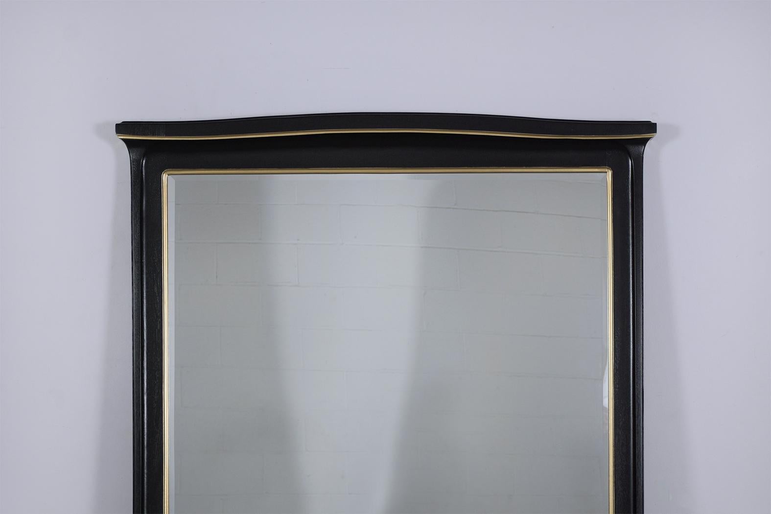 French 19th-Century Art Nouveau Mantel Mirror: Hand-Carved Mahogany with Ebonized Stain