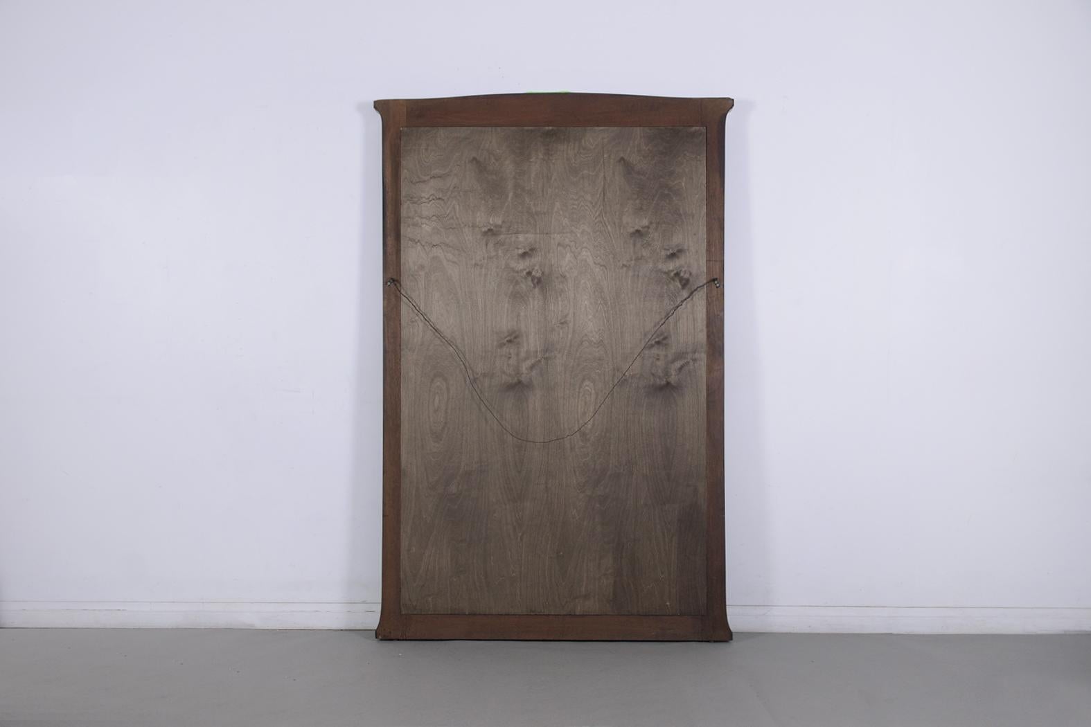 19th-Century Art Nouveau Mantel Mirror: Hand-Carved Mahogany with Ebonized Stain 3