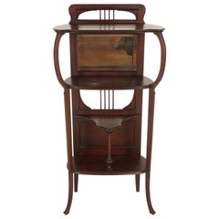 Antique Art Nouveau What Not, Walnut Display Cabinet, American 1910, B2098