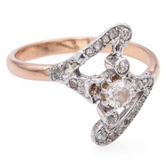 Antique Art Nouveau White and Rose Gold .46tcw Diamond Ring