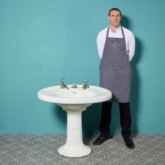 Antique Art Nouveau White Glazed Pedestal Sink