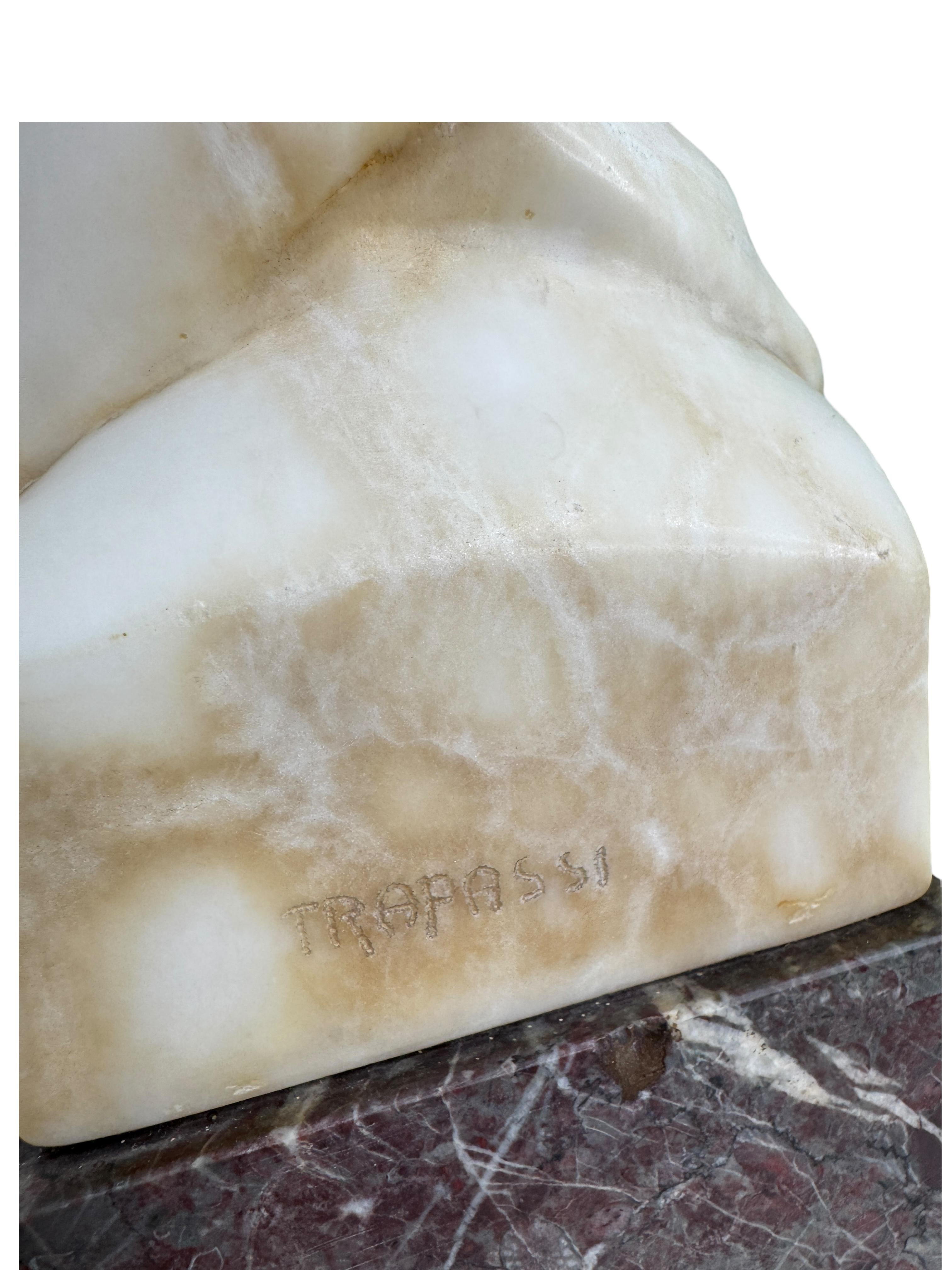 Antique Art Nouveau White Marble Bust of a Female Lady Wearing a Bonnet For Sale 3