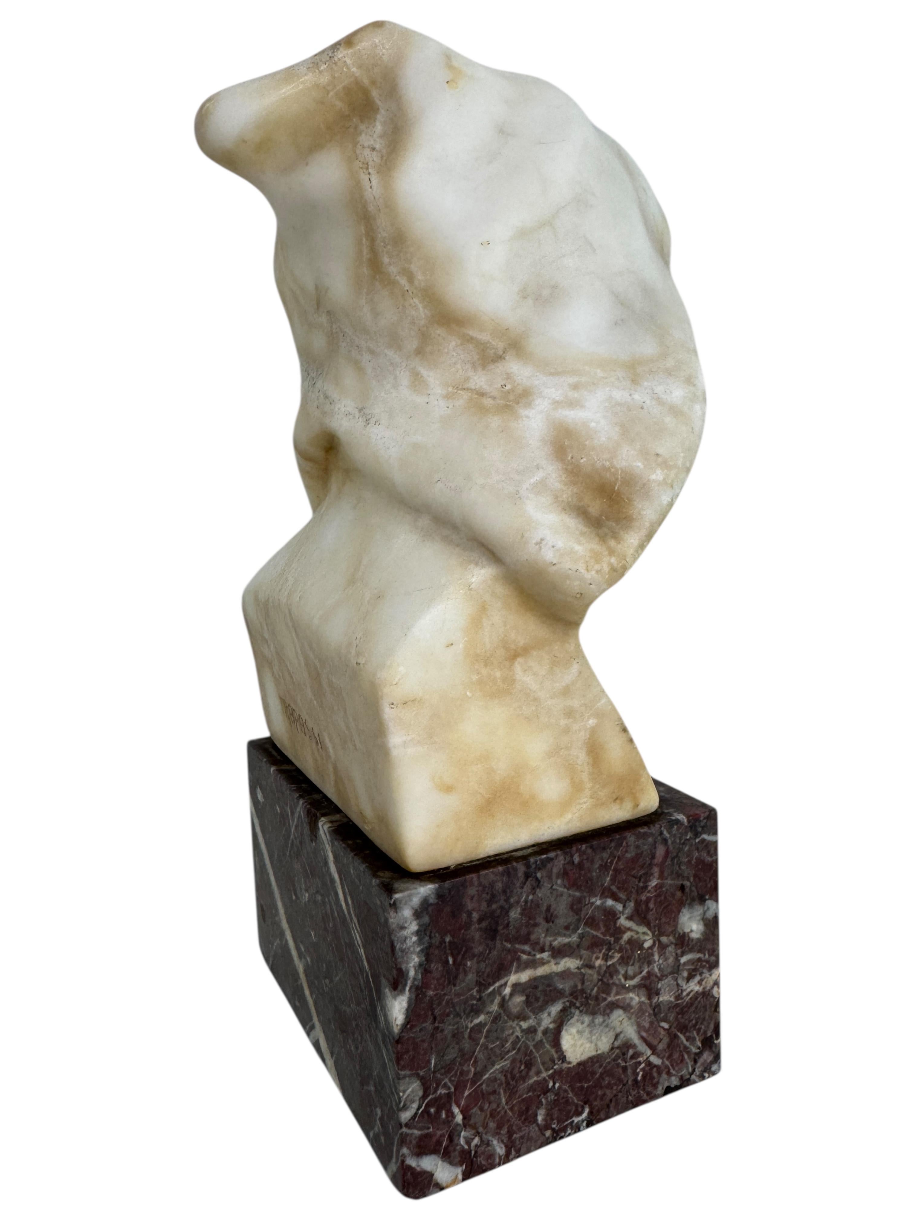 Early 20th Century Antique Art Nouveau White Marble Bust of a Female Lady Wearing a Bonnet For Sale