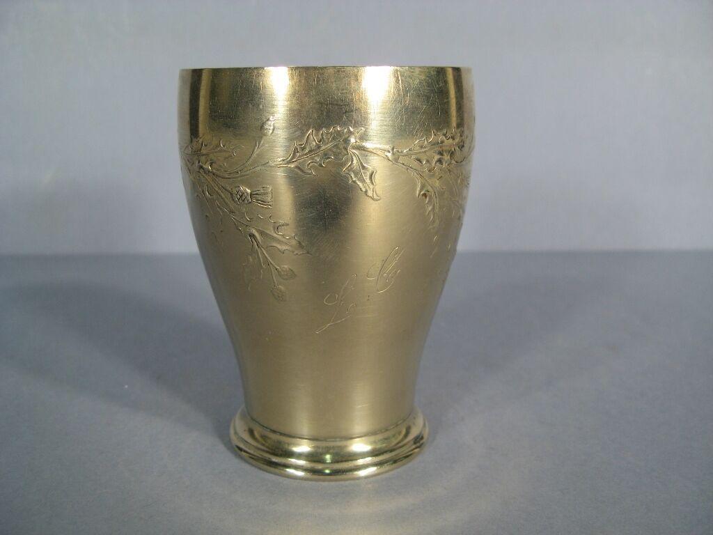 20th Century Antique Art Nouveau White Metal Chalice with Thistle Motif -1Y21