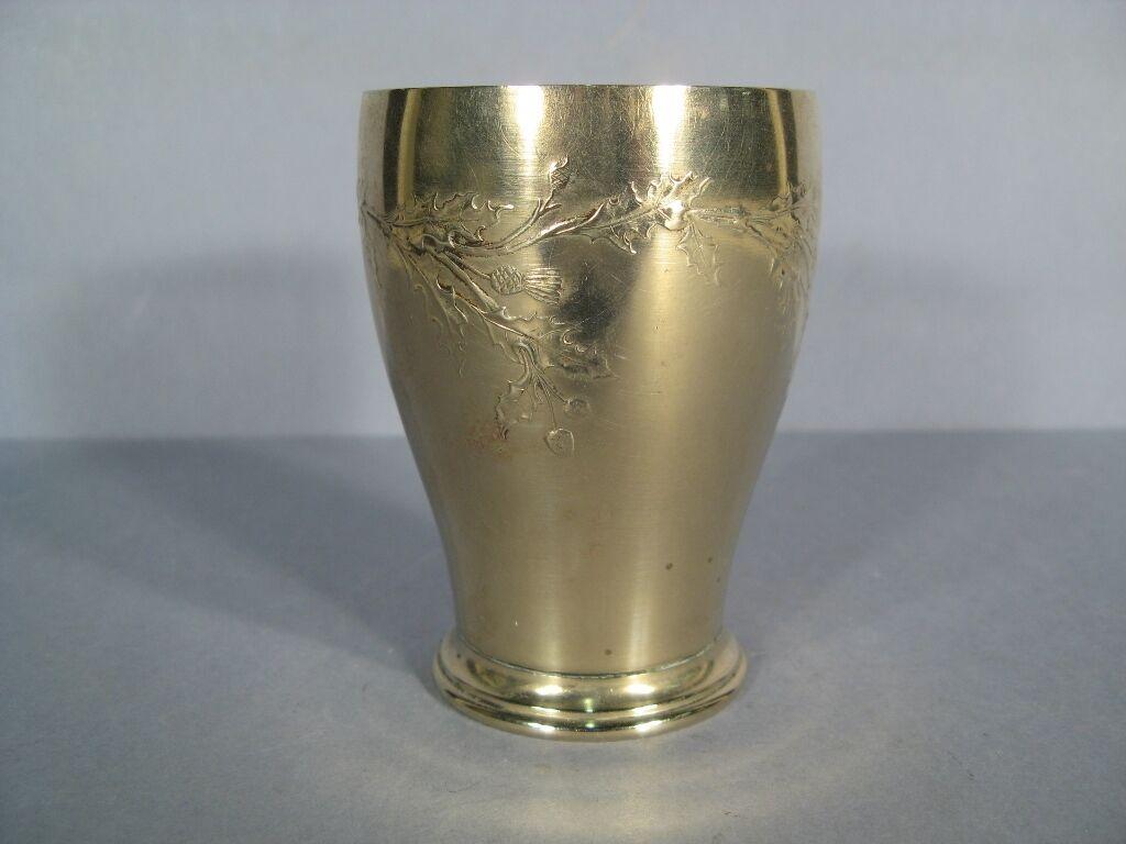 Antique Art Nouveau White Metal Chalice with Thistle Motif -1Y21 1