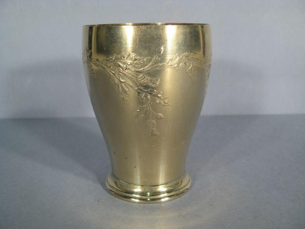 Antique Art Nouveau White Metal Chalice with Thistle Motif -1Y21 2