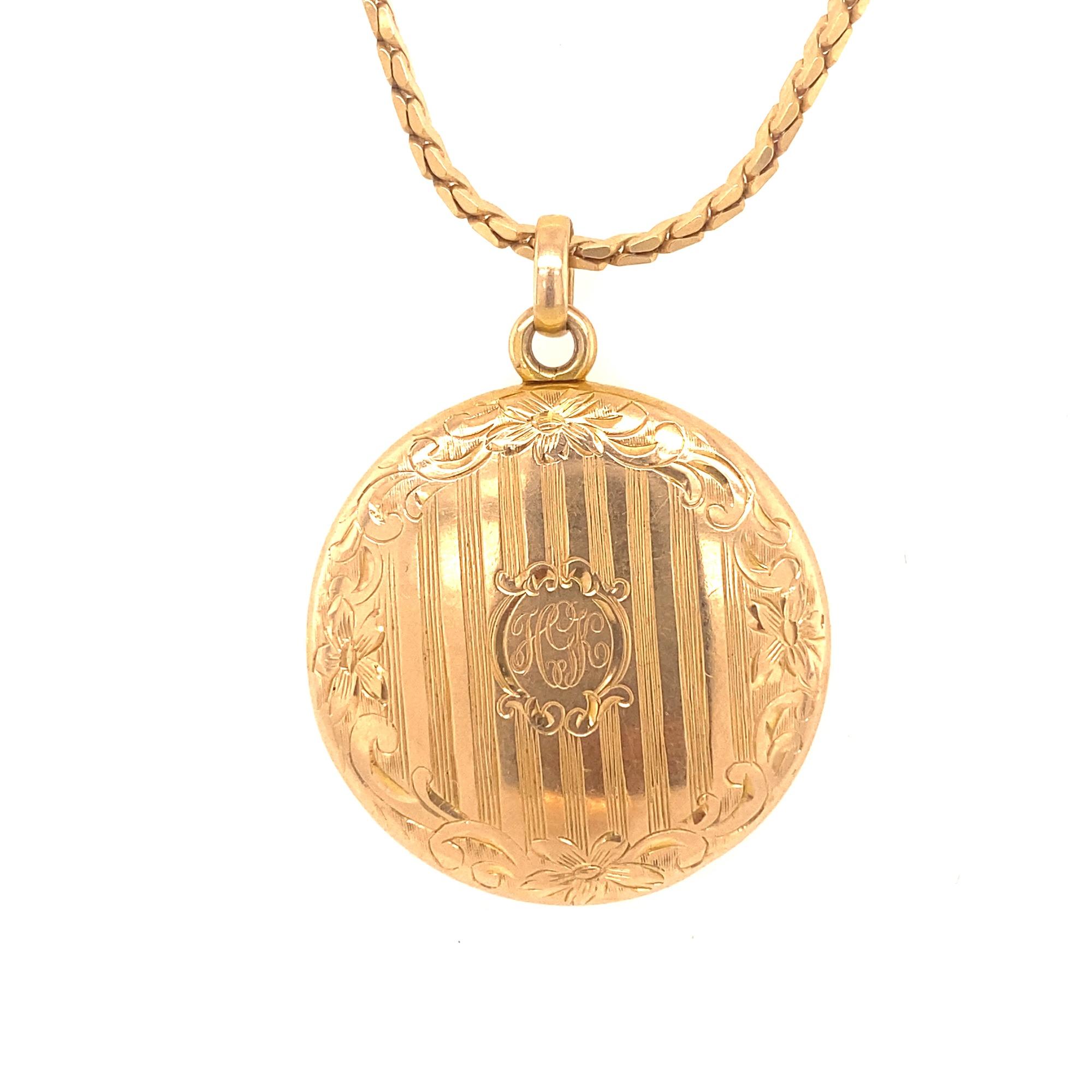 Antike antike Jugendstil-Medaillon-Halskette mit Porträt-Diamant 14K Gold (Art nouveau) im Angebot