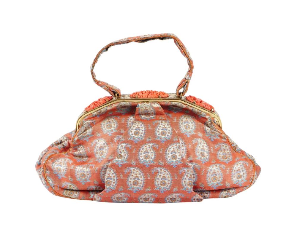 Persian Antique Art Nouveau Woven Textile Handbag 19Th C For Sale