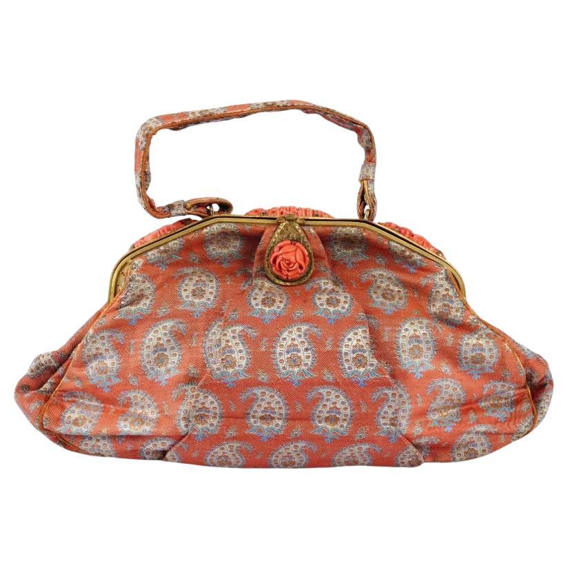 Antique Art Nouveau Woven Textile Handbag 19Th C For Sale
