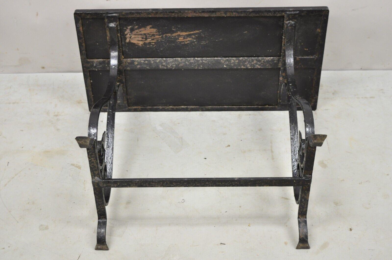 Antique Art Nouveau Wrought Iron Small Side Table with Duck Geese Tile Top For Sale 6