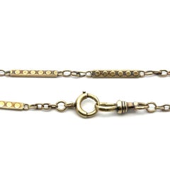 Antique Art Nouveau Yellow Gold 12.5" Dot Bar Link Pocket Dog Clip  Watch Chain