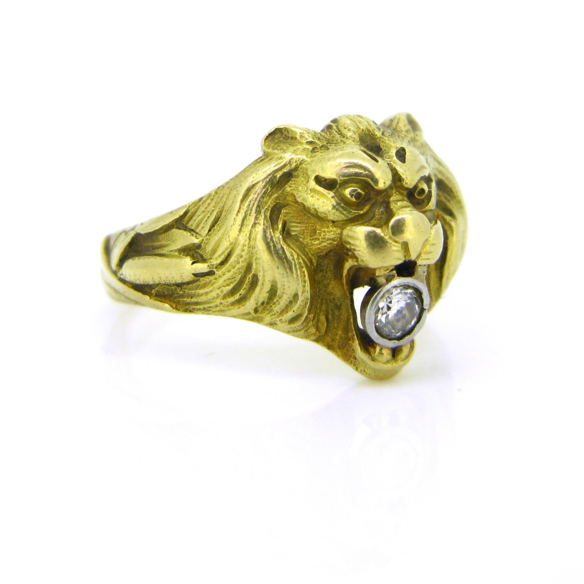 platinum lion ring