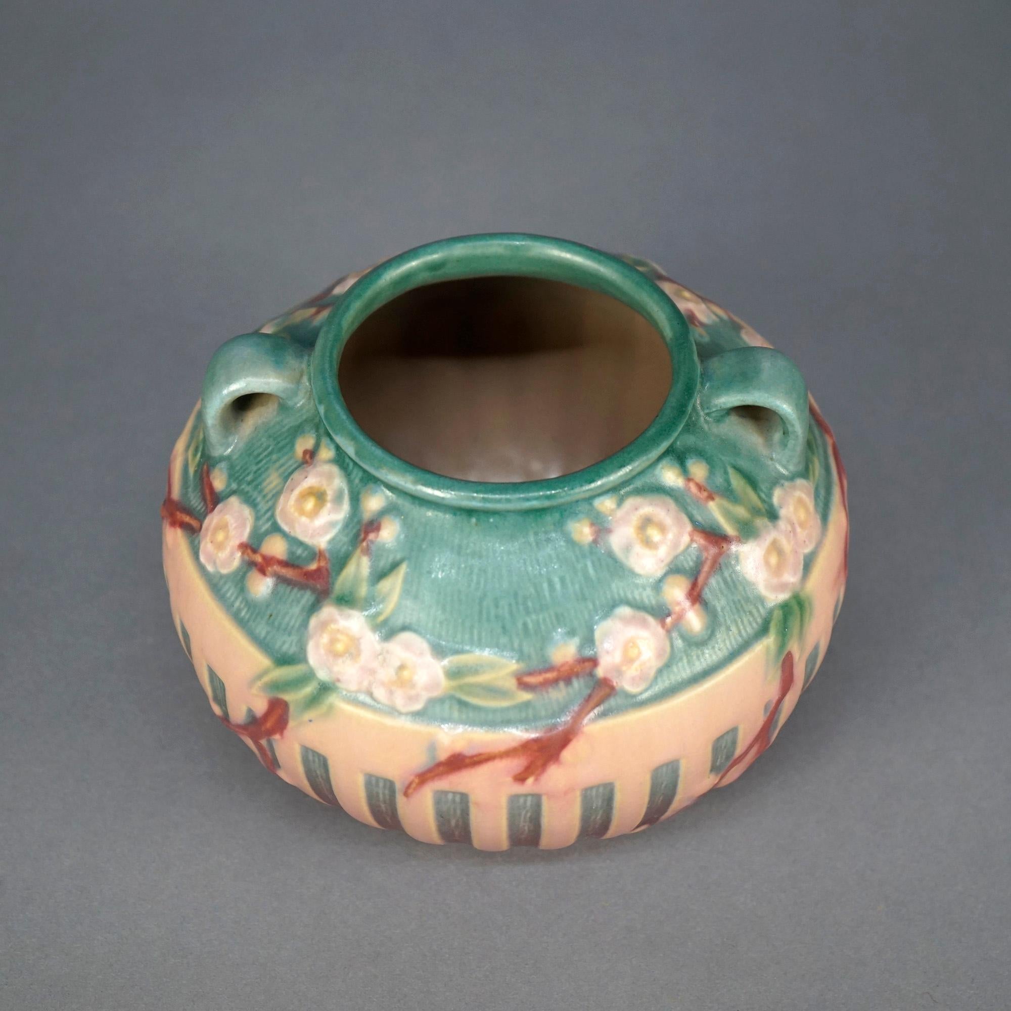 Antique Art Pottery Roseville Cherry Blossom Bowl, Circa 1930 2