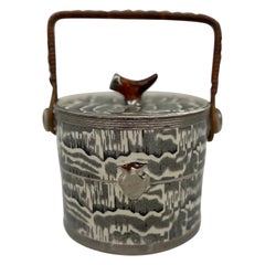 Antique Arthur Wood English Silver Shield Staffordshire Style Biscuit Barrel