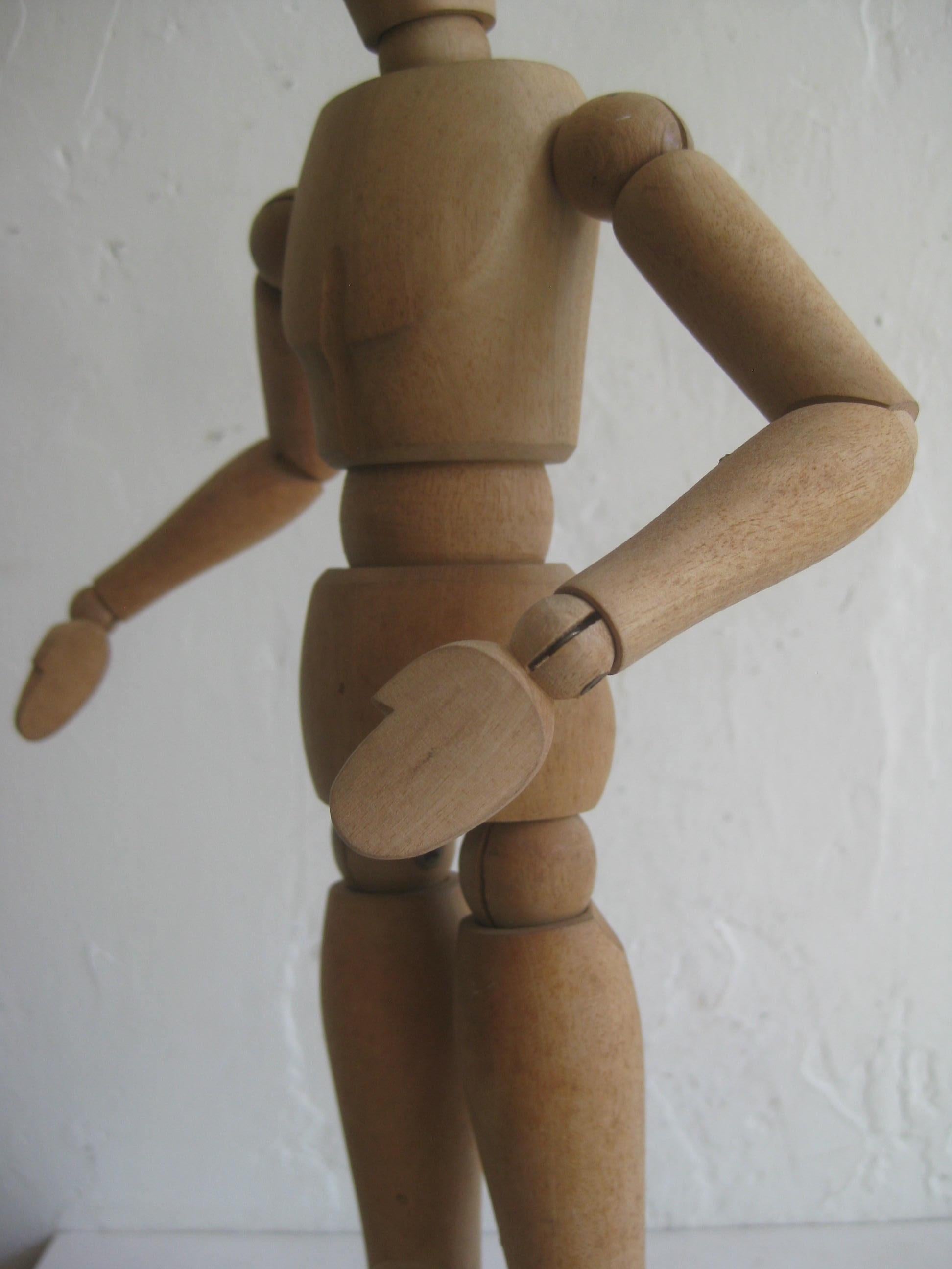 20th Century Antique Articulated Wood Nude Artist Figural Model Sculpture Statue