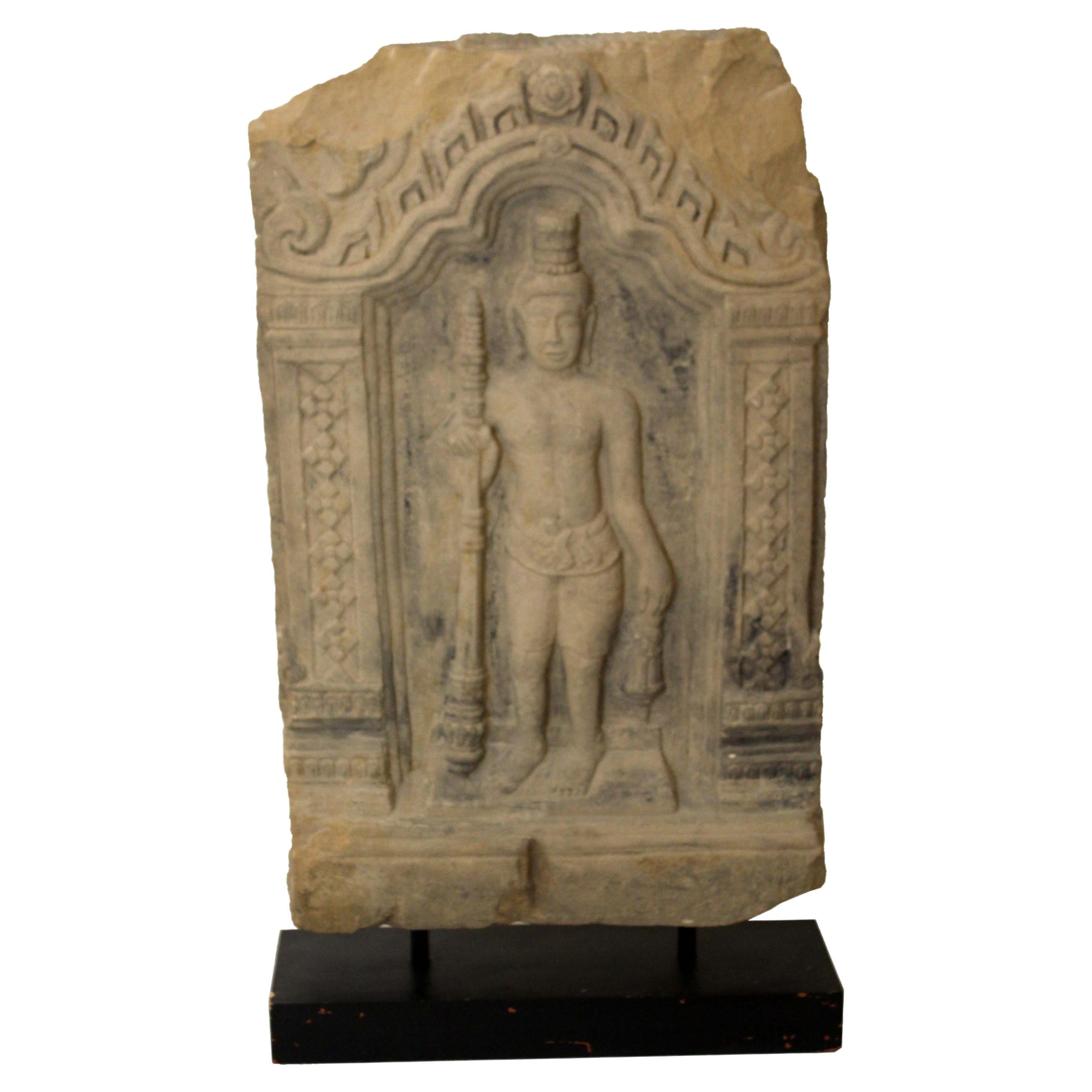 Antique Artifact Carved Temple Stele Stone Slab Art Sculpture For Sale