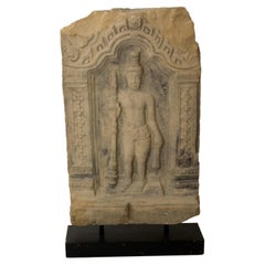 Vintage Artifact Carved Temple Stele Stone Slab Art Sculpture