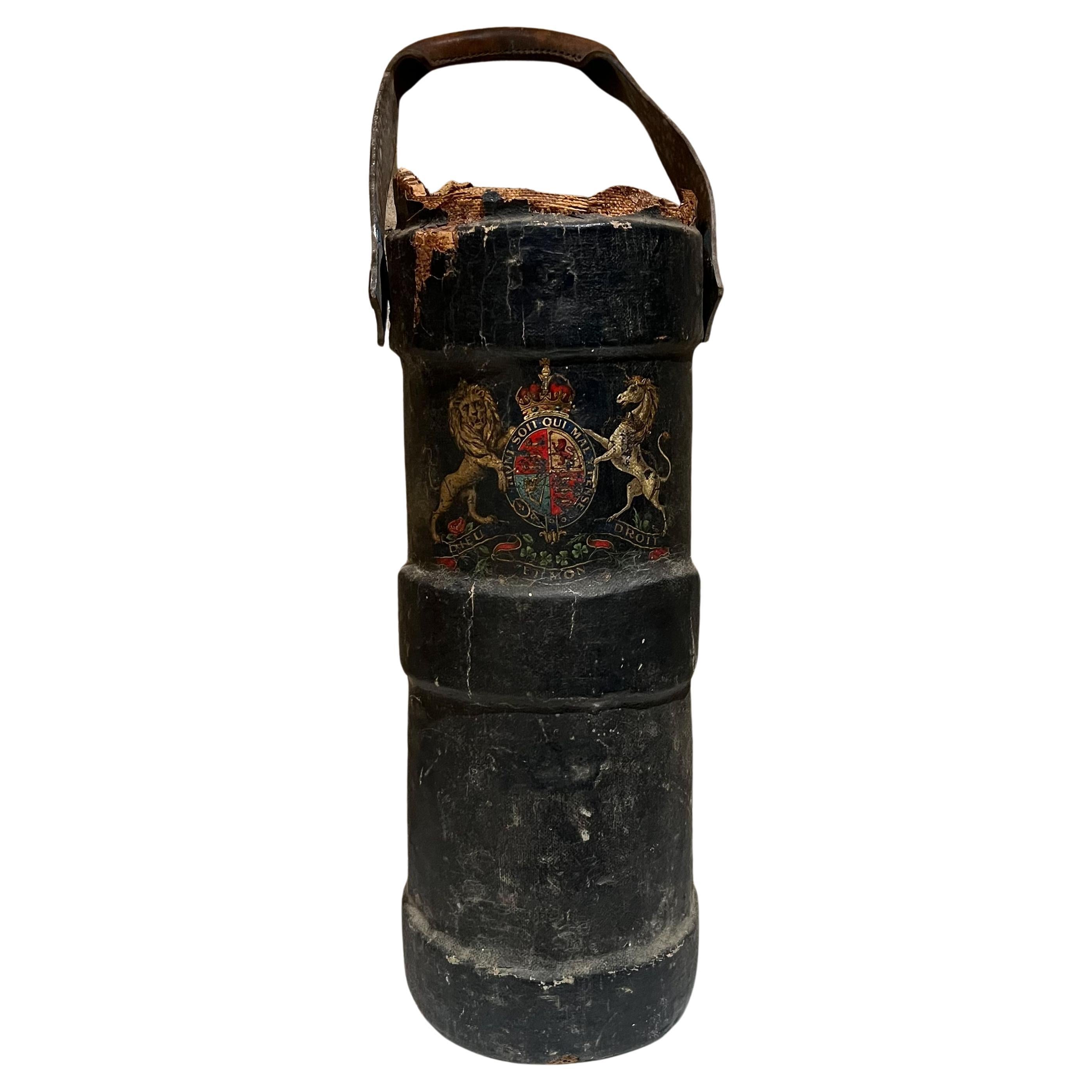 Antique Artillery Bag British Royal Coat of Arms Cork Canvas WWI Militaria