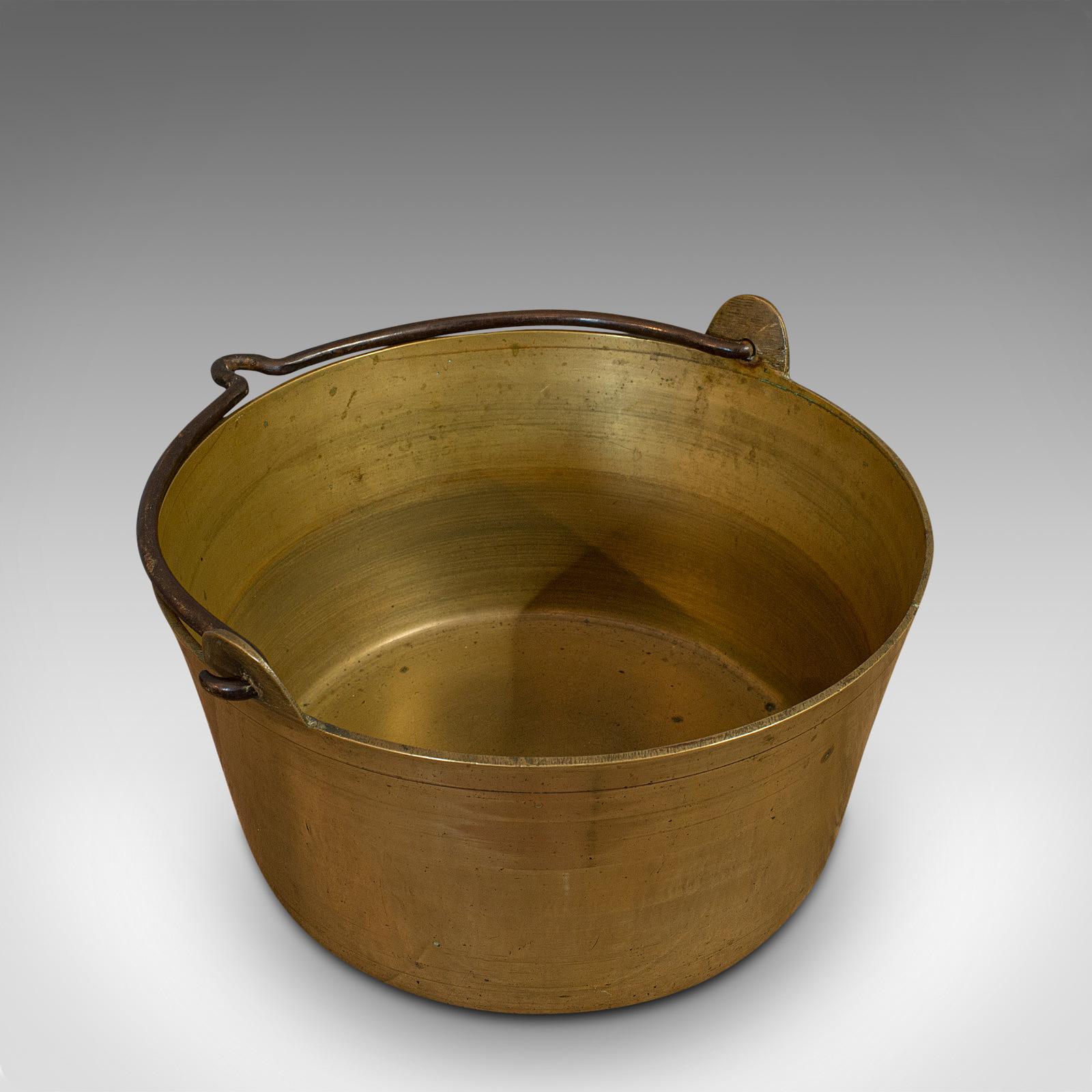 19th Century Antique Artisan Jam Pan, French, Solid Brass, Kitchen Pot, Victorian, circa 1900