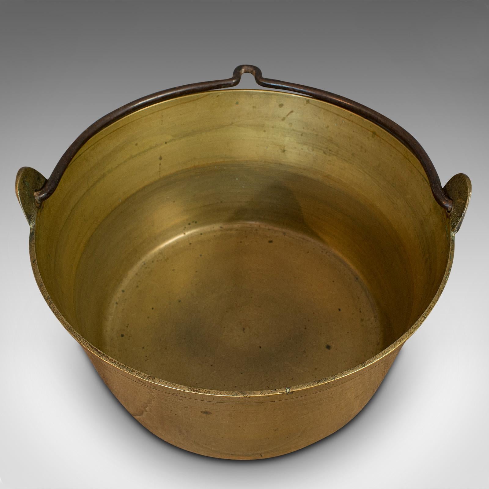 Antique Artisan Jam Pan, French, Solid Brass, Kitchen Pot, Victorian, circa 1900 1