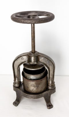 Antique Artisanal Fruit Press Cast Iron, France, circa 1880