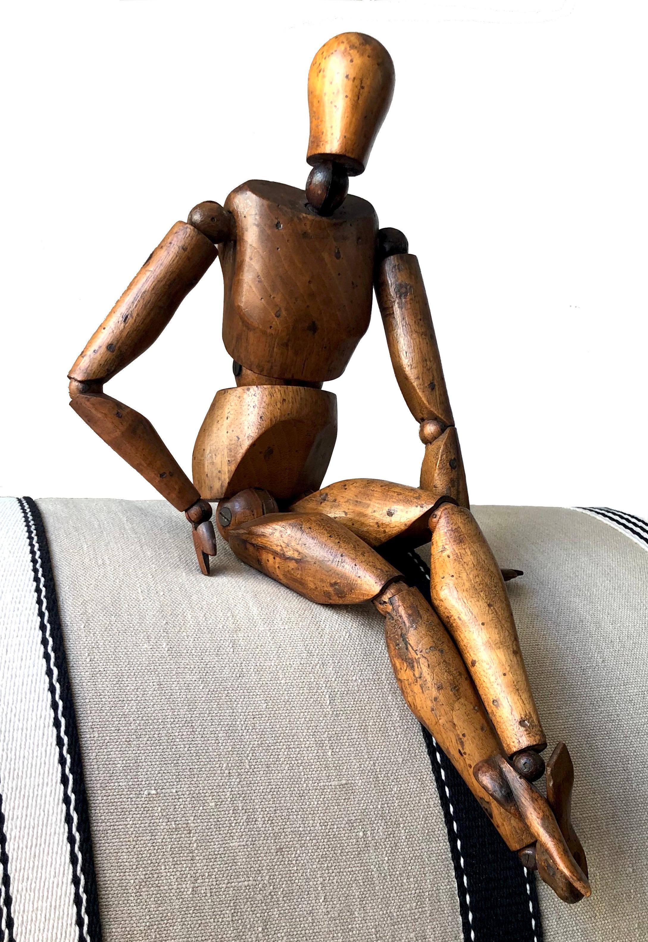 This articulated mannequin is from an artist’s studio in France, probably Paris, and made out of walnut in circa 1880-1890.
