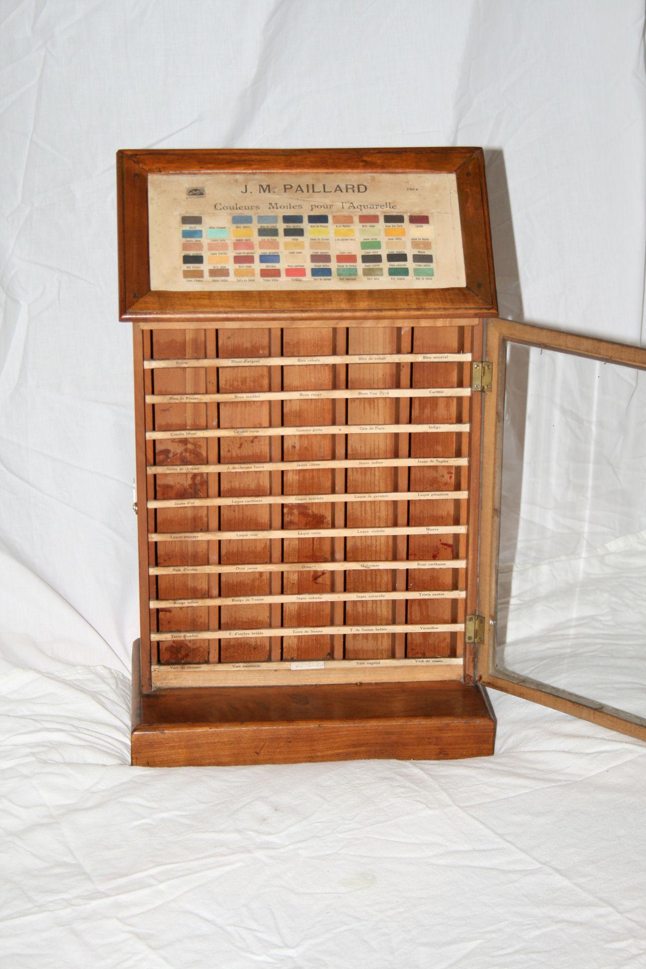 Glass Antique Artist Paint Shop Display Cabinet