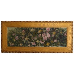 Artist Signed Wild Roses Oil on Canvas Floral Still Life, Wilder, 19th Century