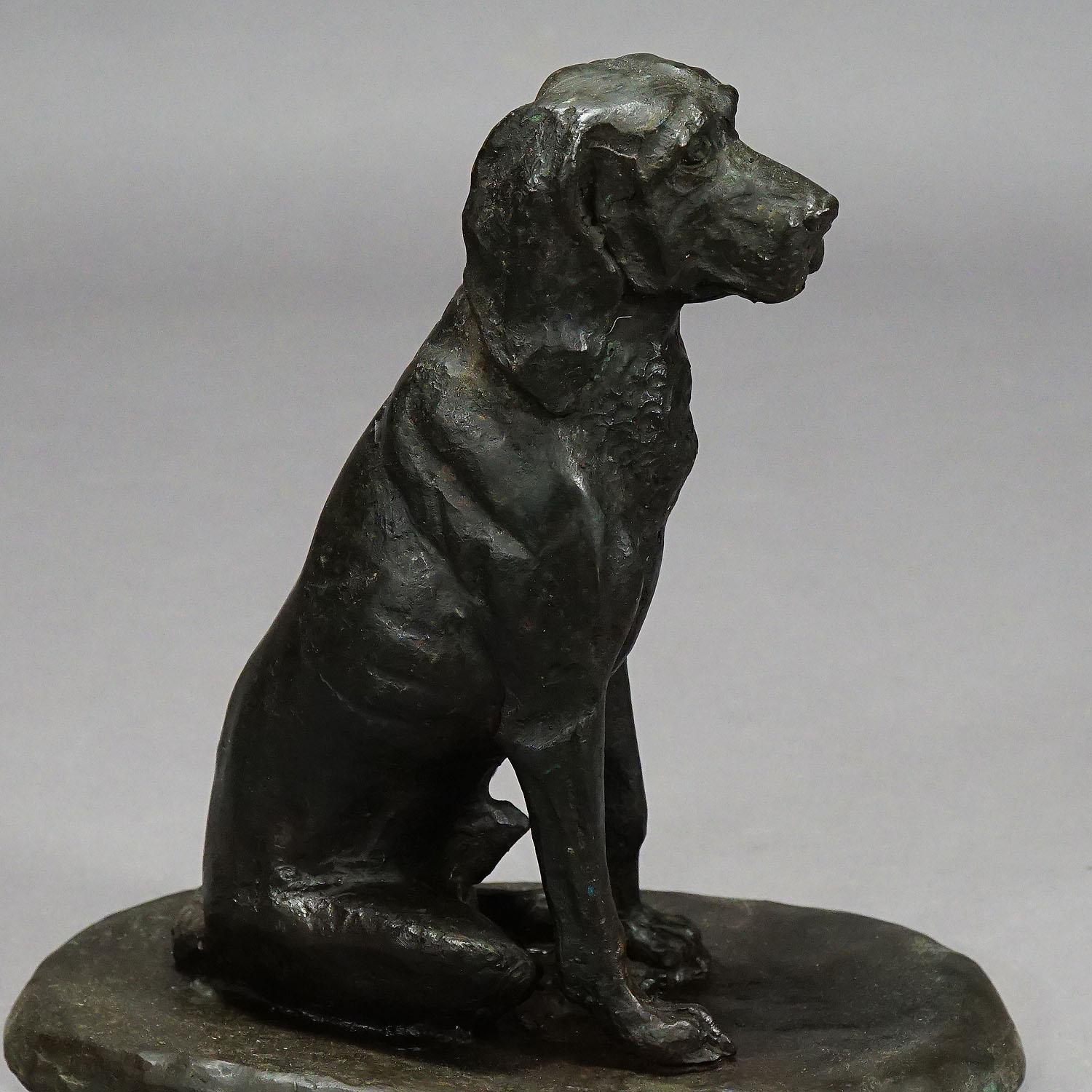 Item e6171
an antique artisan high quality bronze statue of a retriever, casted and patinated in Germany, circa 1900.

Measures: Width 4.72