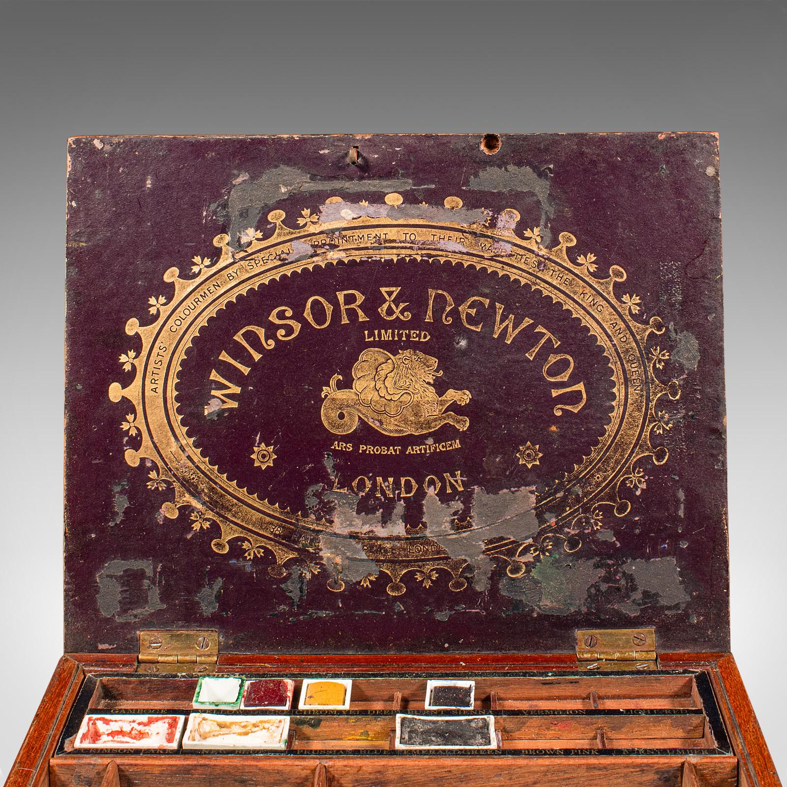 Antique Artist's Box, English, Walnut, Paint Palette, Winsor & Newton, Victorian For Sale 3