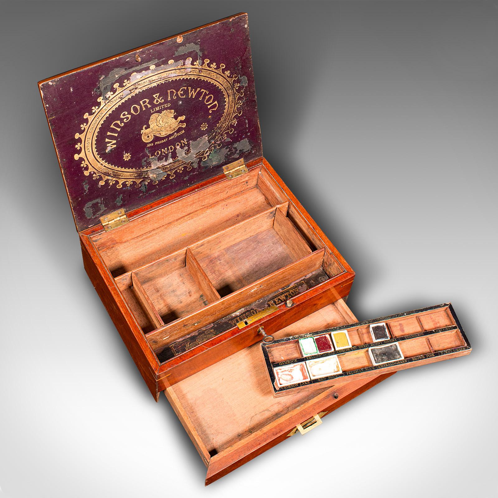 Antique Artist's Box, English, Walnut, Paint Palette, Winsor & Newton, Victorian For Sale 2