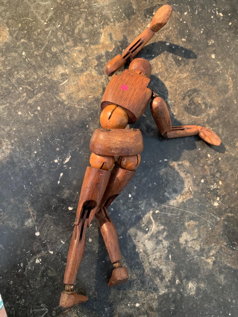 Antique French Artist's Mannequin Carved Wood Sapin For Sale at 1stDibs