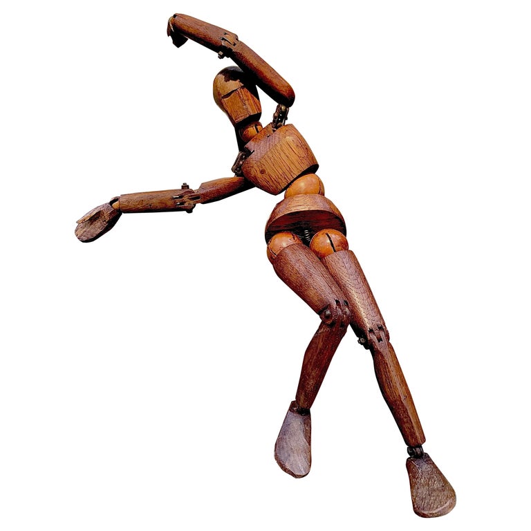 Antique French Artist's Mannequin Carved Wood Sapin For Sale at 1stDibs