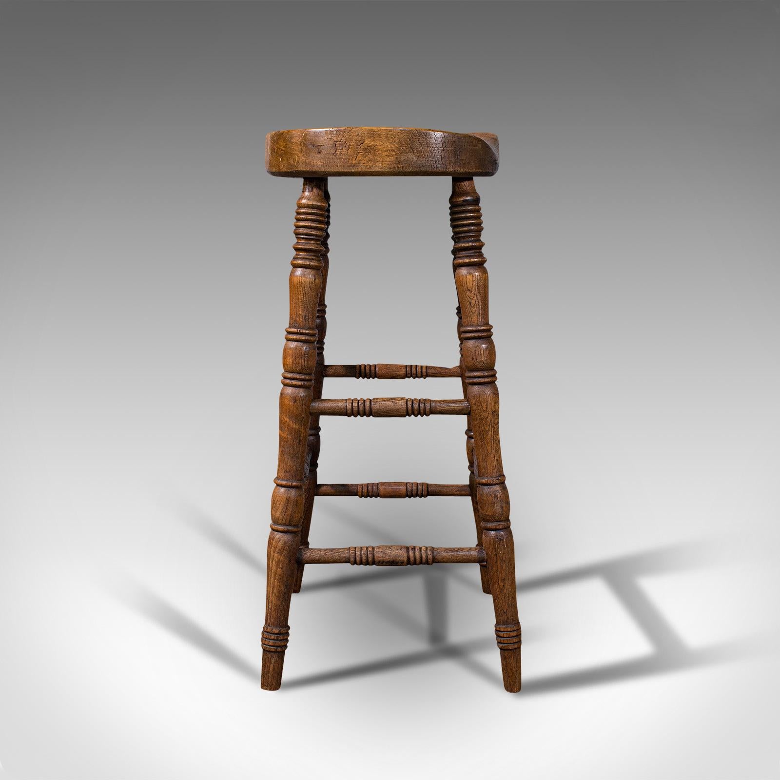 Antique Artist's Stool, English, Beech, Ash, Saddle Seat, Victorian, Circa 1900 In Good Condition In Hele, Devon, GB