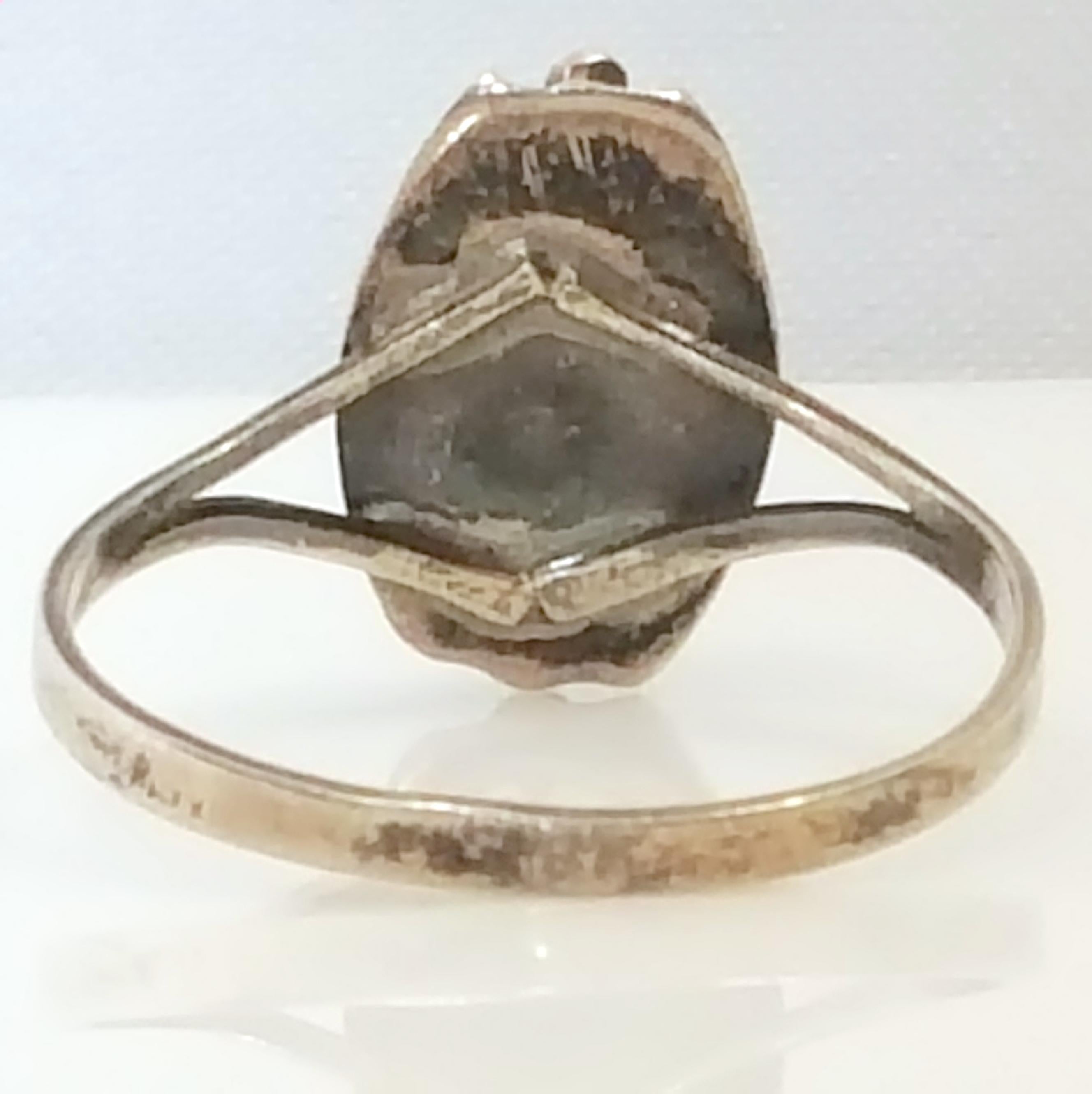 Oval Cut Art Nouveau Azurmalachite MilapillasMine Cabochon MexicanSilver Ring For Sale