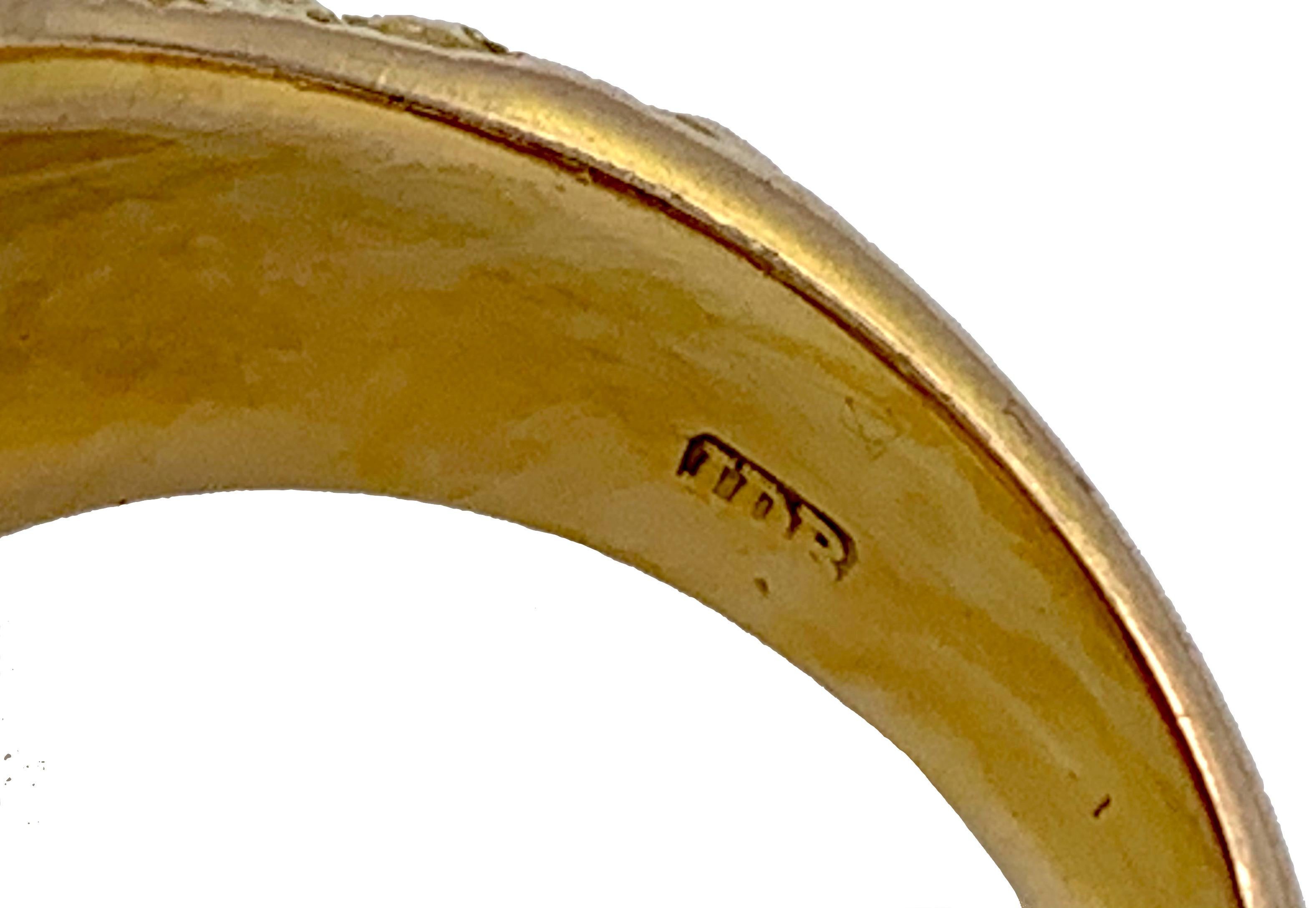 Arts and Crafts Antique Roman Intaglio in  English Arts & Crafts 9 Karat Gold Setting For Sale