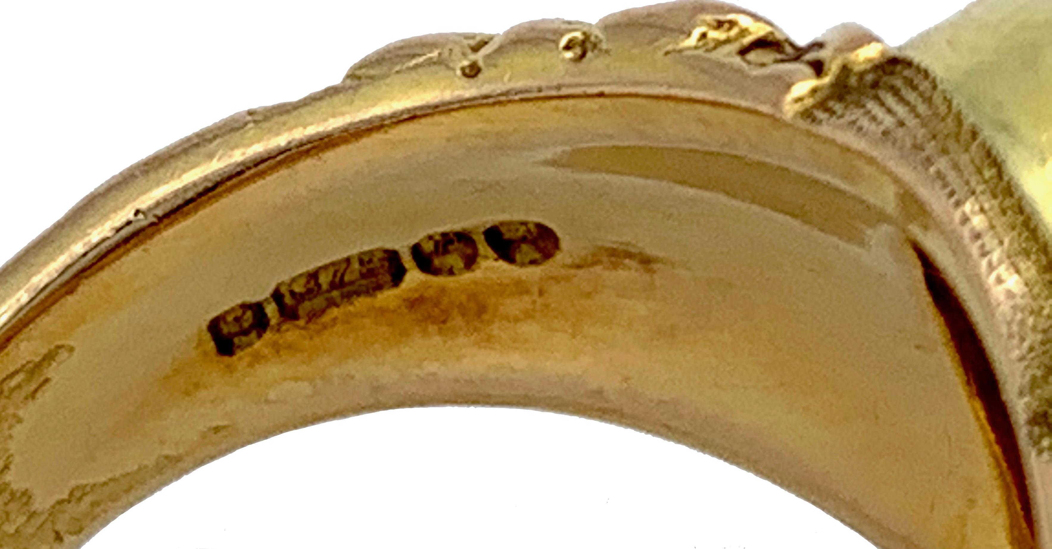 Oval Cut Antique Roman Intaglio in  English Arts & Crafts 9 Karat Gold Setting  For Sale